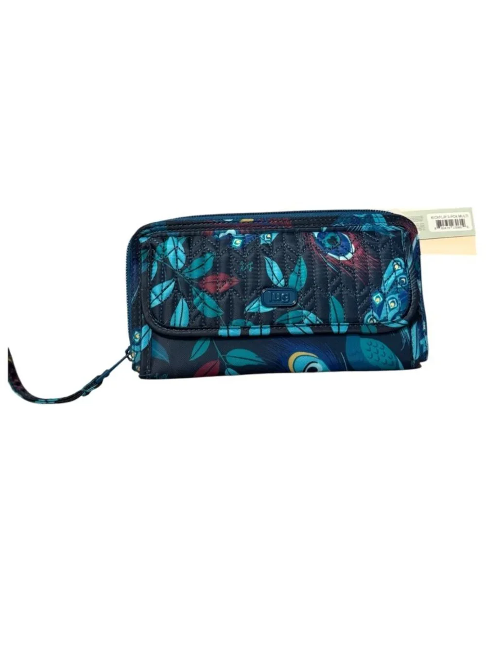 Lug Kickflip 3 RFID Wallet Wristlet Peacock Print NWT
